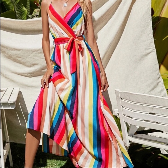 Boho striped belted cami dress - Picture 5 of 6